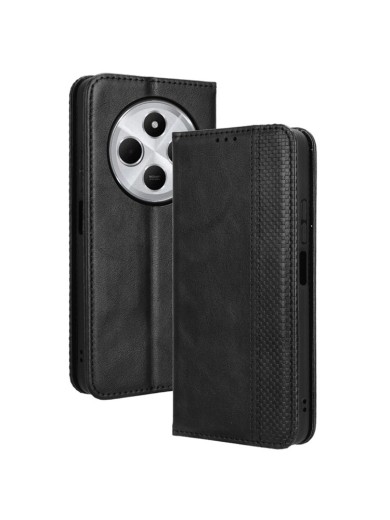 Калъф от еко кожа с ретро текстура тип портмоне за Xiaomi Redmi A4 - черен Калъф от еко кожа с ретро текстура тип портмоне за Xiaomi Redmi A4 - черен