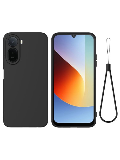 Предпазен устойчив на надраскване силиконов гръб с каишка за Xiaomi Redmi A7 Pro - черен