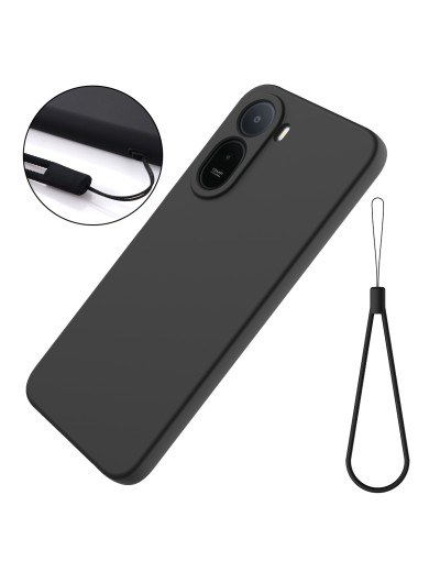 Предпазен устойчив на надраскване силиконов гръб с каишка за Xiaomi Redmi A7 Pro - черен