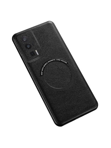 Удароустойчив гръб от еко кожа съвместим с MagSafe за Xiaomi Redmi K60 - черен
