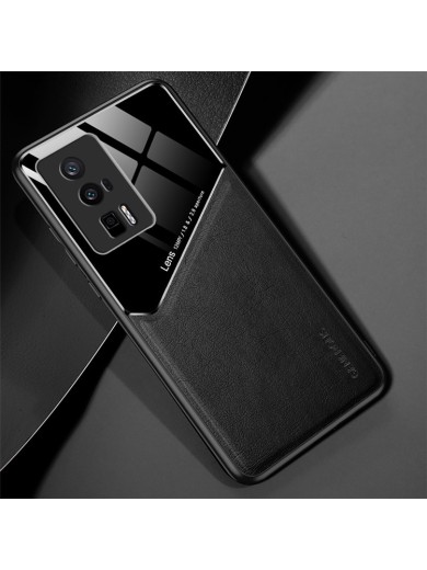 Предпазен гръб с покритие от еко кожа за Xiaomi Redmi K60 - черен
