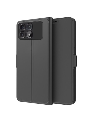 Калъф от еко кожа тип портмоне за Xiaomi Redmi K70 Ultra - черен