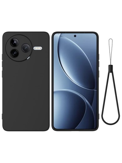 Предпазен устойчив на надраскване силиконов гръб с каишка за Xiaomi Redmi K80 - черен