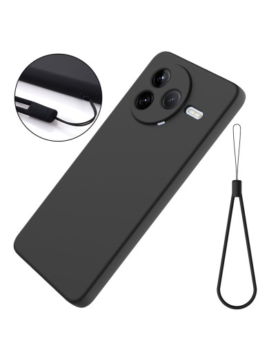 Предпазен устойчив на надраскване силиконов гръб с каишка за Xiaomi Redmi K80 - черен