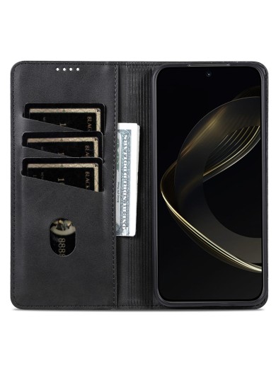 Калъф от еко кожа тип портмоне за Xiaomi Redmi K80 - черен