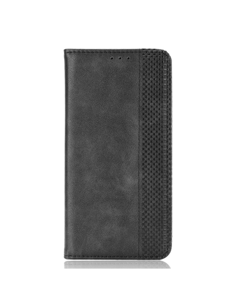 Калъф от еко кожа с ретро текстура тип портмоне за Xiaomi Redmi Note 12 Pro 4G - черен