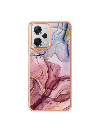 Предпазен удароустойчив гръб с мраморни шарки за Xiaomi Redmi Note 12 Pro+ - розов