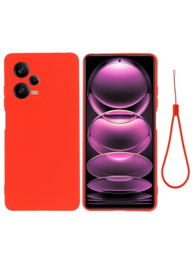 Предпазен удароустойчив силиконов гръб с каишка за Xiaomi Redmi Note 12 Pro+ - червен