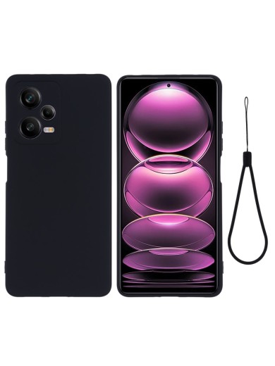 Предпазен удароустойчив силиконов гръб с каишка за Xiaomi Redmi Note 12 Pro+ - черен