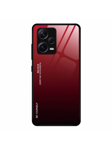 Предпазен гръб от закалено стъкло за Xiaomi Redmi Note 12 Pro+ - червен и черен