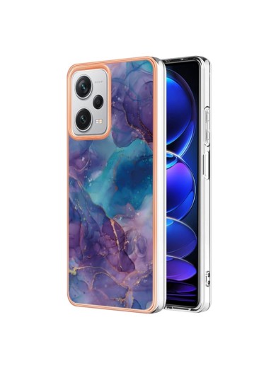 Предпазен удароустойчив гръб с мраморни шарки за Xiaomi Redmi Note 12 Pro+ - лилав
