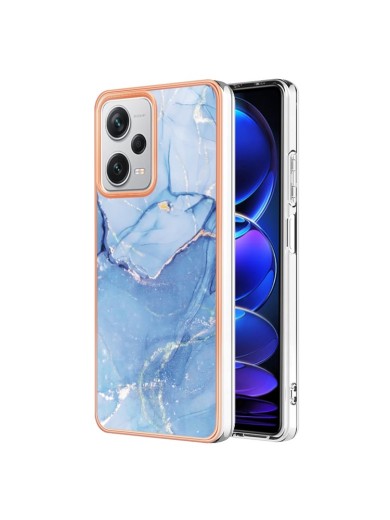 Предпазен удароустойчив гръб с мраморни шарки за Xiaomi Redmi Note 12 Pro+ - син