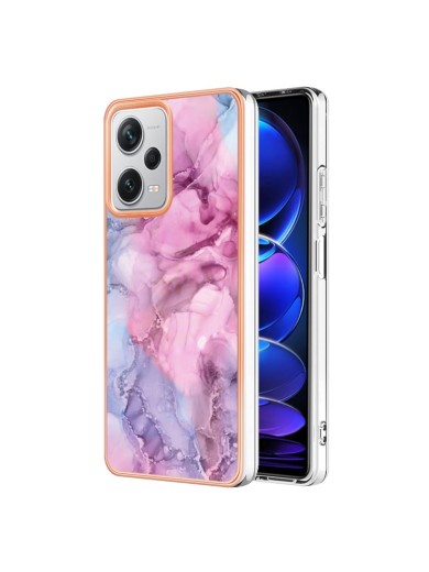 Предпазен удароустойчив гръб с мраморни шарки за Xiaomi Redmi Note 12 Pro+ - розов