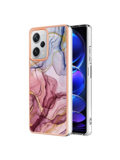 Предпазен удароустойчив гръб с мраморни шарки за Xiaomi Redmi Note 12 Pro+ - розов