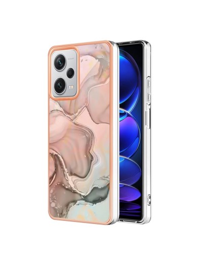 Предпазен удароустойчив гръб с мраморни шарки за Xiaomi Redmi Note 12 Pro+ - розов