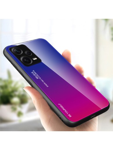 Предпазен гръб от закалено стъкло за Xiaomi Redmi Note 12 Pro+ - син и розов