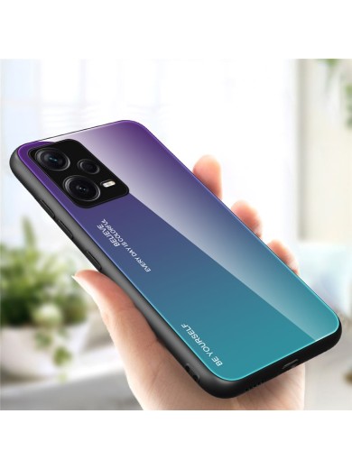 Предпазен гръб от закалено стъкло за Xiaomi Redmi Note 12 Pro+ - лилав и син