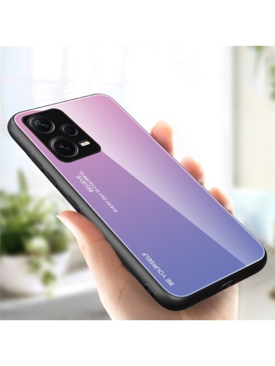 Предпазен гръб от закалено стъкло за Xiaomi Redmi Note 12 Pro+ - розов и лилав