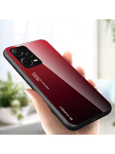 Предпазен гръб от закалено стъкло за Xiaomi Redmi Note 12 Pro+ - червен и черен