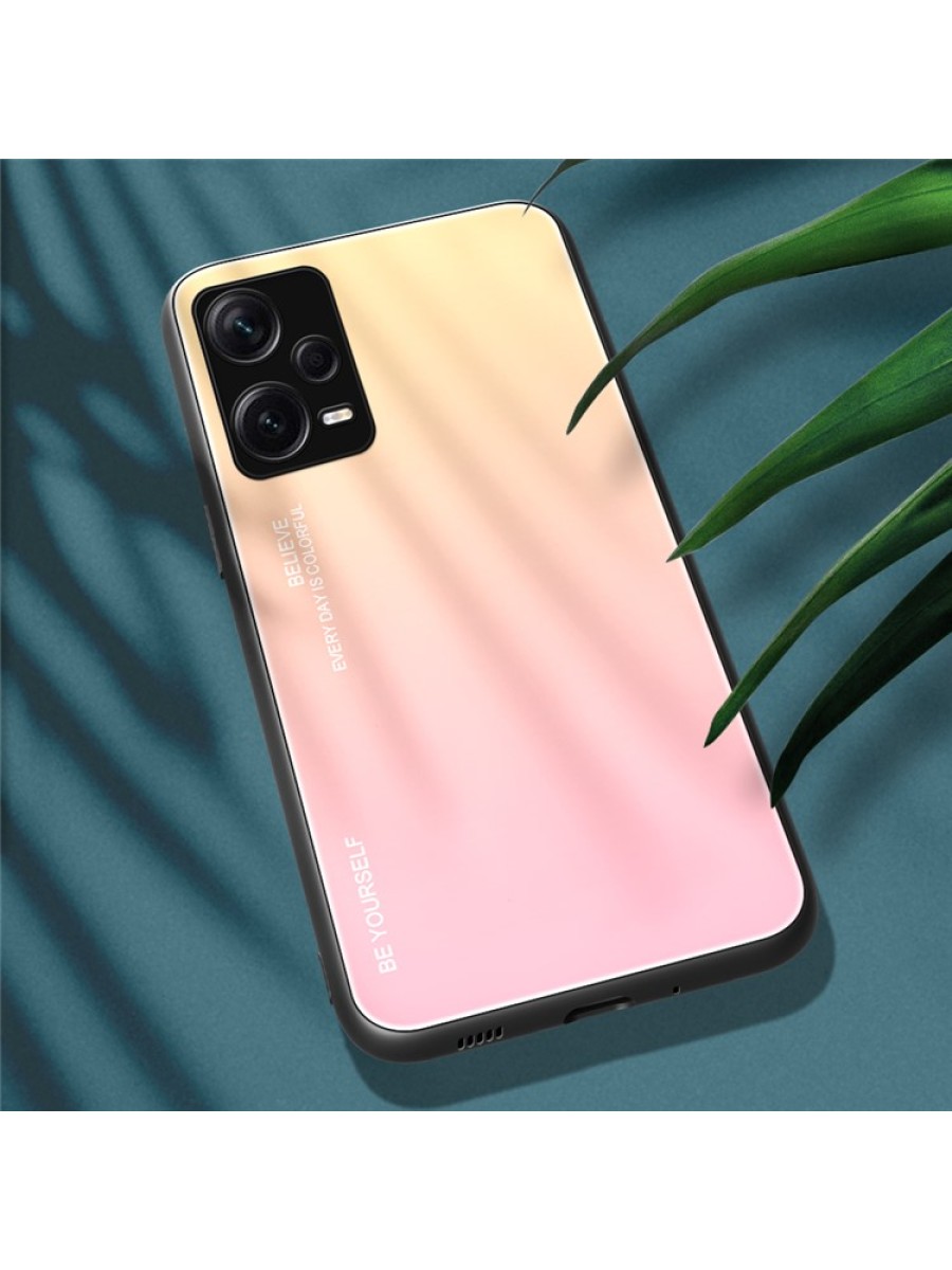 Предпазен гръб от закалено стъкло за Xiaomi Redmi Note 12 Pro+ - златист и розов