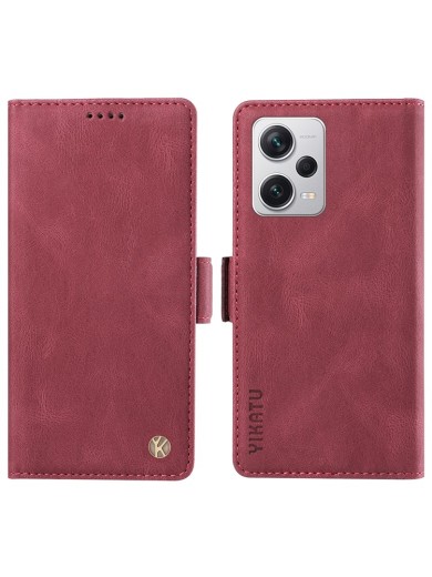 Калъф от еко кожа тип портмоне за Xiaomi Redmi Note 12 Pro+ - червен
