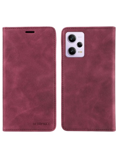 Калъф от еко кожа тип портмоне с RFID  блокираща технология за Xiaomi Redmi Note 12 Pro - червен