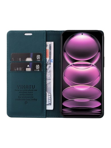 Калъф за телефон от еко кожа тип портмоне за Xiaomi Redmi Note 12 Pro - зелен