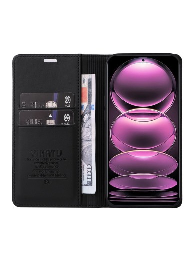 Калъф за телефон от еко кожа тип портмоне за Xiaomi Redmi Note 12 Pro - черен