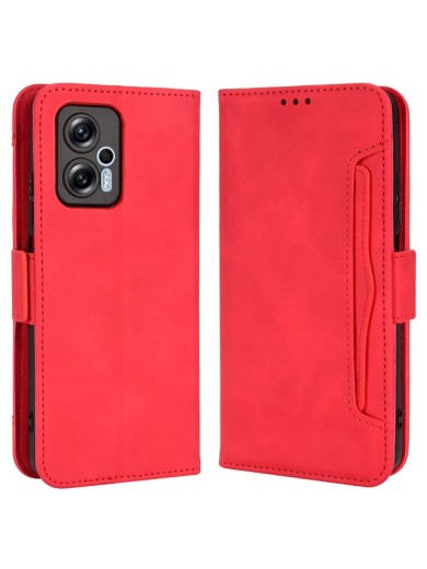 Калъф от еко кожа тип портмоне за Xiaomi Redmi Note 12T Pro - червен