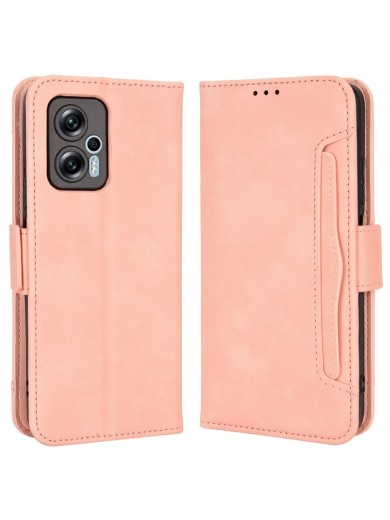 Калъф от еко кожа тип портмоне за Xiaomi Redmi Note 12T Pro - розов
