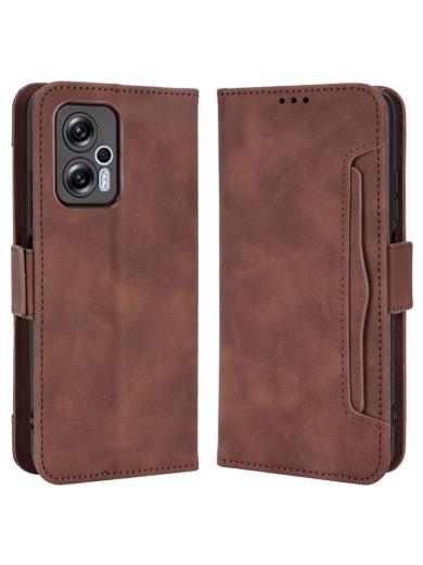 Калъф от еко кожа тип портмоне за Xiaomi Redmi Note 12T Pro - кафяв