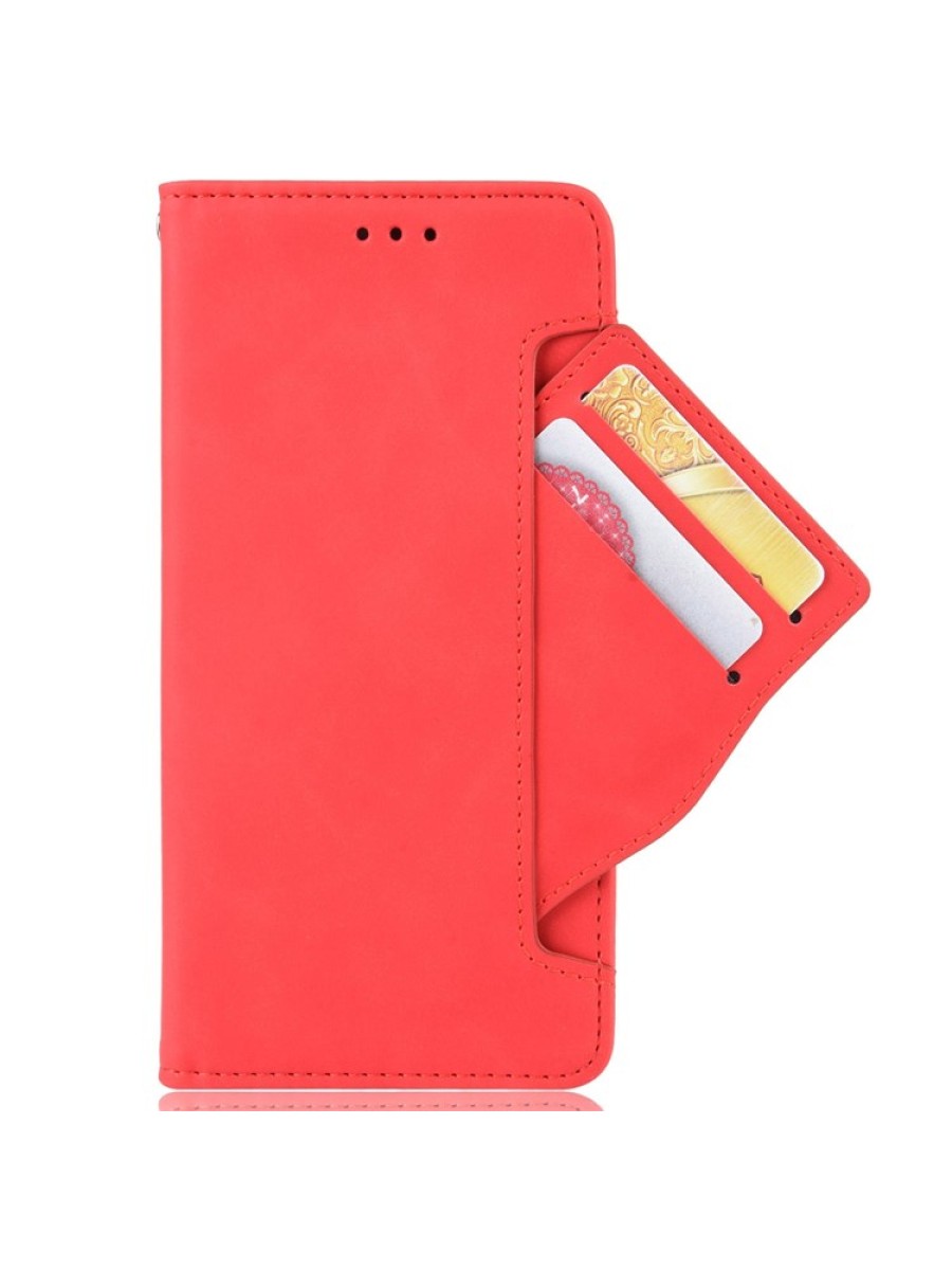 Калъф от еко кожа тип портмоне за Xiaomi Redmi Note 12T Pro - червен