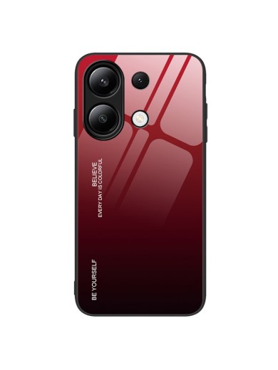 Предпазен гръб от закалено стъкло за Xiaomi Redmi Note 13 4G - червен и черен Предпазен гръб от закалено стъкло за Xiaomi Redmi Note 13 4G - червен и черен