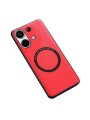 Предпазен гръб от еко кожа съвместим с MagSafe за Xiaomi Redmi Note 13 4G - червен