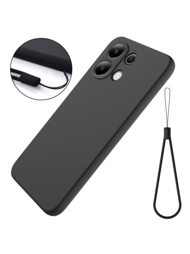 Предпазен удароустойчив силиконов гръб с каишка за Xiaomi Redmi Note 13 4G - черен Предпазен удароустойчив силиконов гръб с каишка за Xiaomi Redmi Note 13 4G - черен