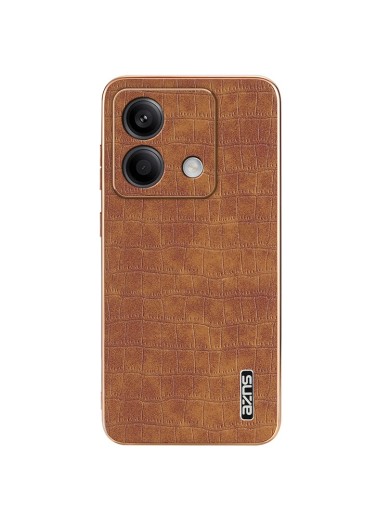 Предпазен гръб от еко кожа с крокодилски шарки за Xiaomi Redmi Note 13 - кафяв