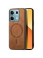 Предпазен гръб от еко кожа съвместим с MagSafe за Xiaomi Redmi Note 13 - кафяв
