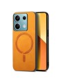 Предпазен гръб от еко кожа съвместим с MagSafe за Xiaomi Redmi Note 13 - жълт