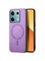 Предпазен гръб от еко кожа съвместим с MagSafe за Xiaomi Redmi Note 13 - лилав
