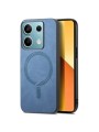 Предпазен гръб от еко кожа съвместим с MagSafe за Xiaomi Redmi Note 13 - син