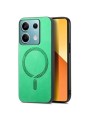 Предпазен гръб от еко кожа съвместим с MagSafe за Xiaomi Redmi Note 13 - зелен