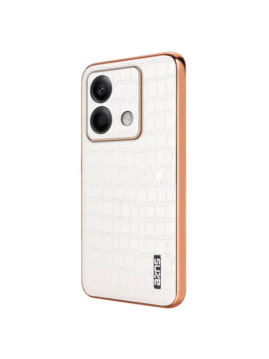 Предпазен гръб от еко кожа с крокодилски шарки за Xiaomi Redmi Note 13 - бял
