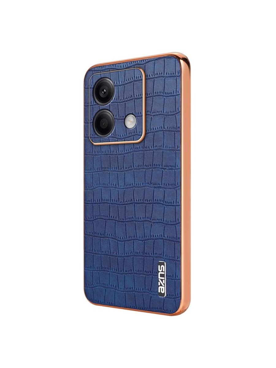 Предпазен гръб от еко кожа с крокодилски шарки за Xiaomi Redmi Note 13 - син