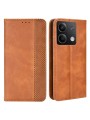 Калъф от еко кожа с ретро текстура тип портмоне за Xiaomi Redmi Note 13 - кафяв