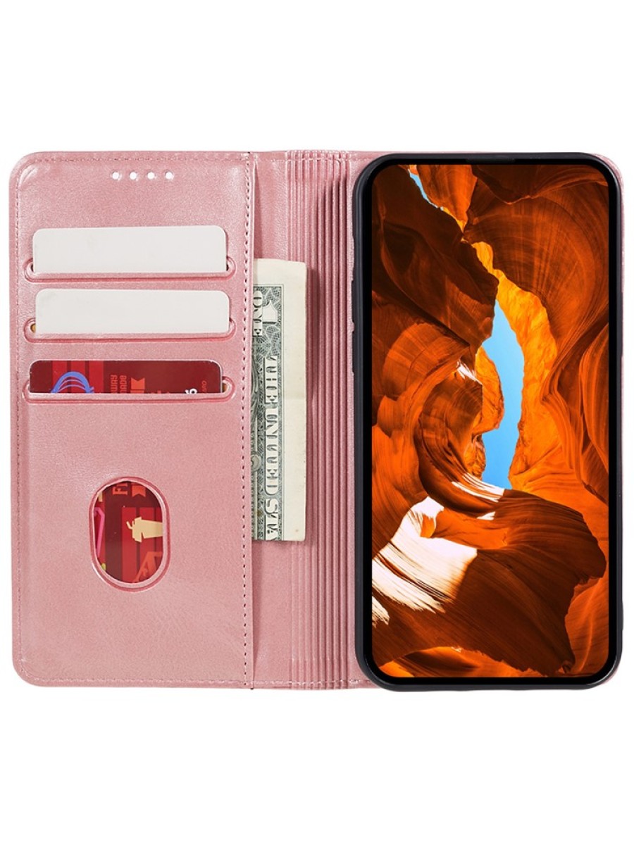 Калъф от еко кожа тип портмоне за Xiaomi Redmi Note 13 - розов