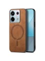 Предпазен гръб от еко кожа съвместим с MagSafe за Xiaomi Redmi Note 13 Pro - кафяв