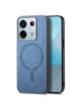 Предпазен гръб от еко кожа съвместим с MagSafe за Xiaomi Redmi Note 13 Pro - син