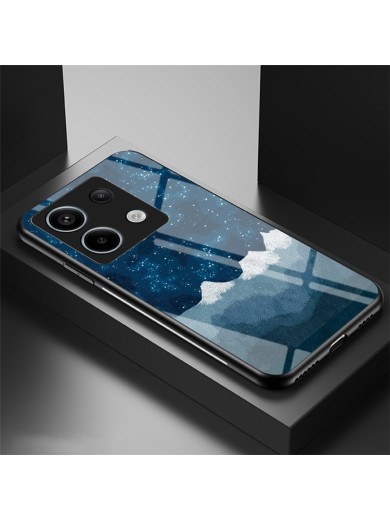 Предпазен гръб от закалено стъкло с шарки на звездно небе за Xiaomi Redmi Note 13 Pro - син