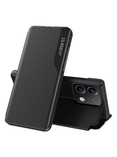 Калъф от еко кожа с прозорец за Xiaomi Redmi Note 13 Pro - черен Калъф от еко кожа с прозорец за Xiaomi Redmi Note 13 Pro - черен