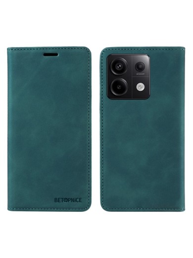 Калъф от еко кожа тип портмоне с RFID  блокираща технология за Xiaomi Redmi Note 13 Pro - зелен